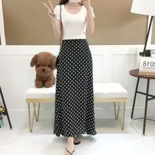 Винтажные платья в горошек макси юбка летний Стиль Высокая талия винтажная юбка черная белая юбка длинная DV803