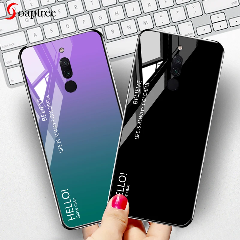 Градиентный чехол из закаленного стекла для Xiaomi Redmi 8A 7A 6A Note 8T 8 7 6 5 Pro Mi A3 9T 9 SE A2 Lite Mix