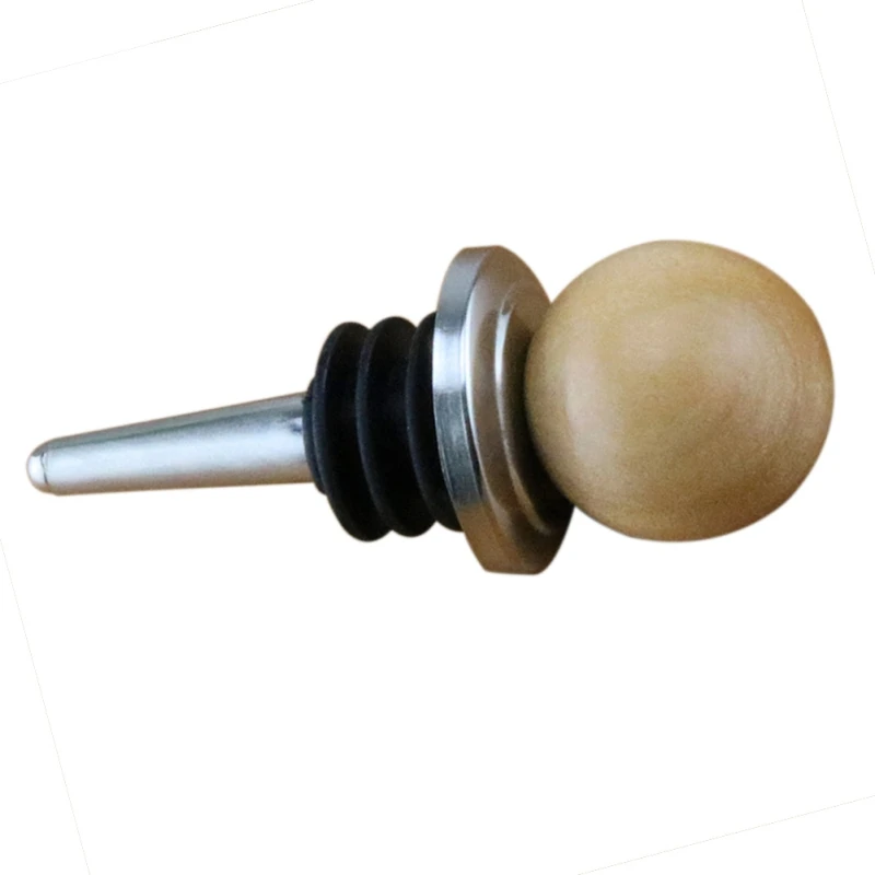 B wood 1pc sealed silicone wine stopper wooden ball stainless steel ball wine stopper Cork Seasoning Bottle Stopper Kitchen Bar Tools - Цвет: B wood