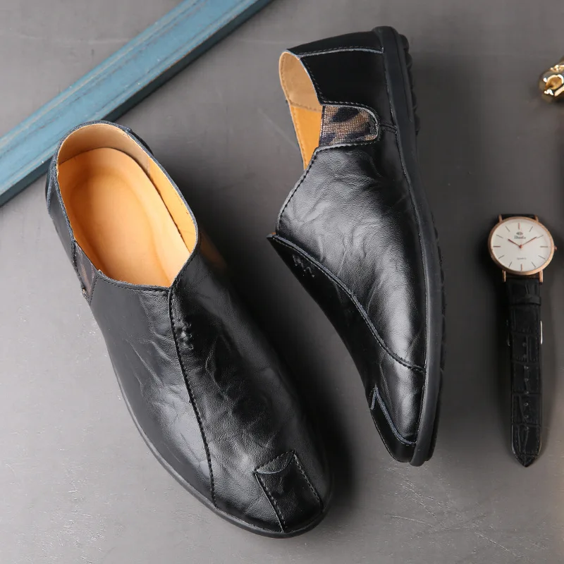 

Spring And Autumn Men Breathable Casual Shoes Soft Bottom Peas MEN'S SHOES Foot Covering Leather Shoes Korean-style Lazy Trendy