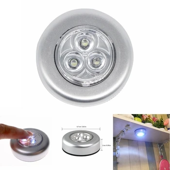 

3 LED Wardrobe Touch Night Wall Light Battery Operated Powered Under Cabinet Closet Wireless Push Tap Sticky On Click Lamps Home
