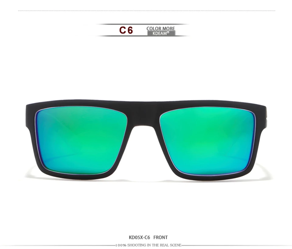 Новые спортивные солнцезащитные очки KDEAM мужские HD поляризованные солнцезащитные очки красная Квадратная Рамка Светоотражающие зеркальные линзы с покрытием UV400 KD05X-C5