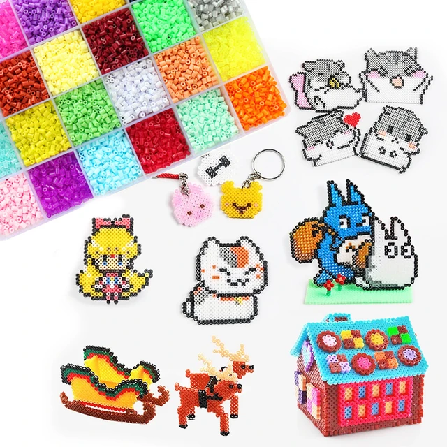 Juego de cuentas para planchar para niños, juguete de perlas hama 3D de  2,6mm, 24