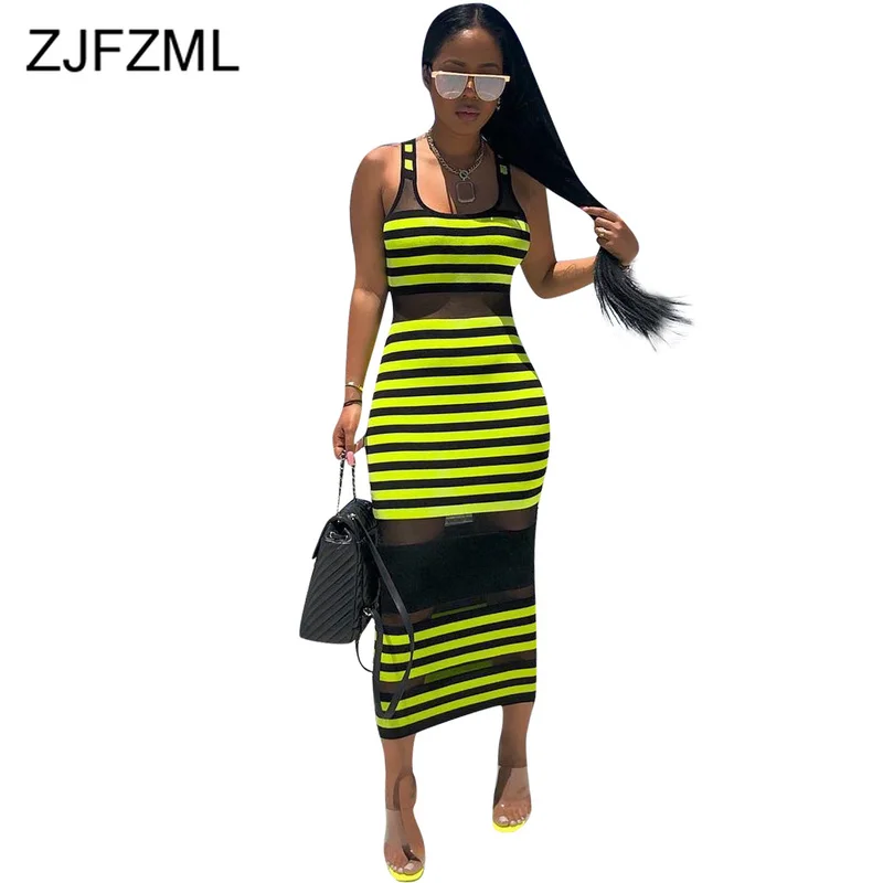 black and green striped dress