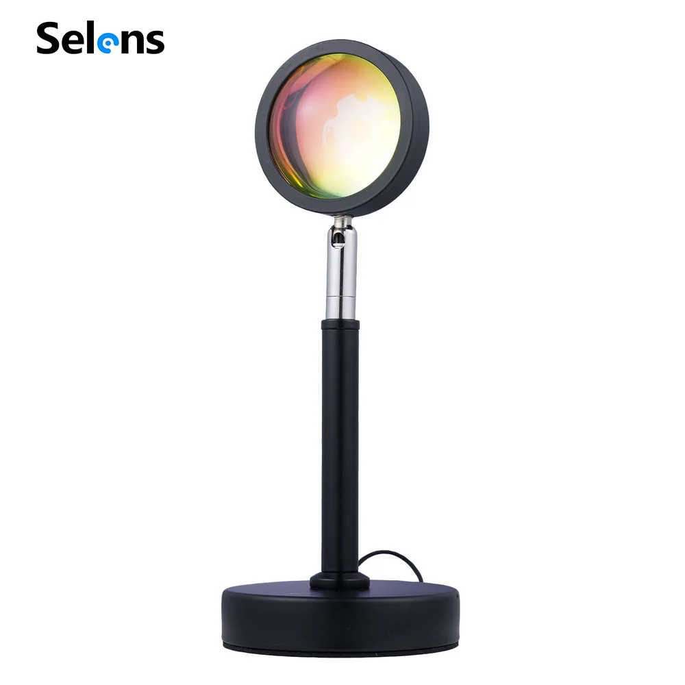 Selens Usb Rainbow Sunset Projector Night Light Live Broadcast Per La Decorazione Di Sfondo Del Caffè Della Camera Da Letto Di Casa