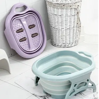

Foot Bath Household Foldable Portable Foot Soak Barrel Thickened Massage Travel Plastic Foot Bath