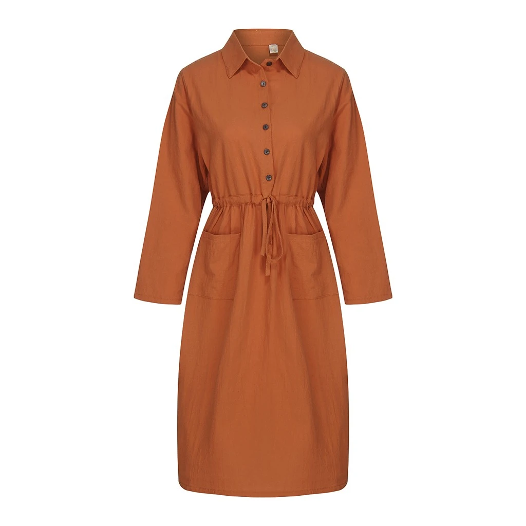 FREE OSTRICH BerryGo Autumn Winter Women Dresses Vestidos Linen Plaid Long Dress Elegant Mid Calf Ladies Female Robe Dress 807