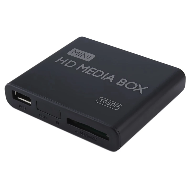 Мини-медиаплеер 1080P мини HDD медиаплеер ТВ коробка видео мультимедийный плеер Full HD с SD карт-ридер EU Plug