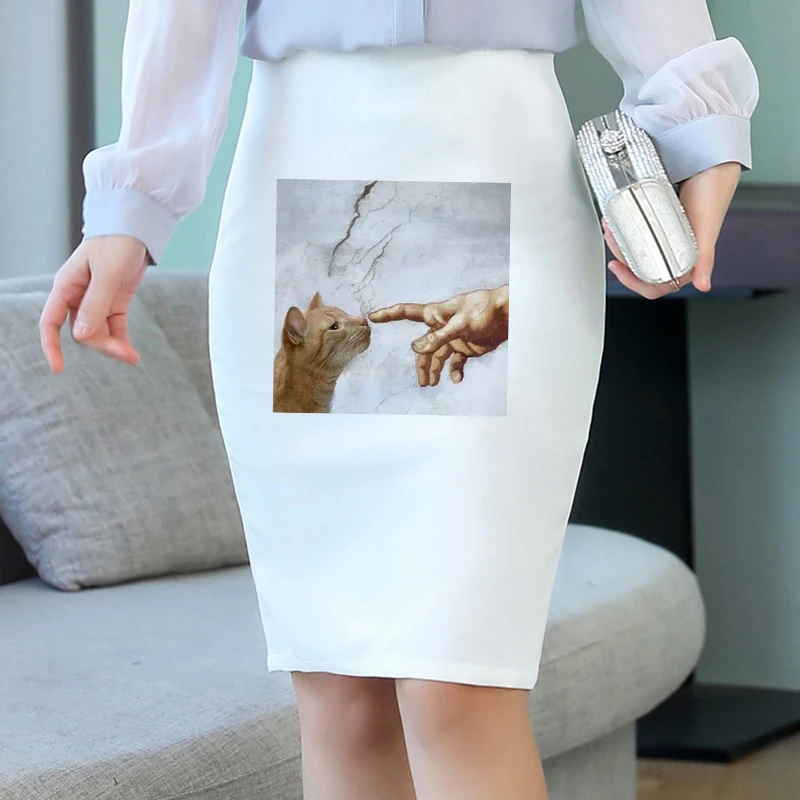 

Women's Pencil Autumn Skirt Vogue Kawaii Gothic Print High Waist Slim Skirt Casual Skirt Large Size Falda Mujer Moda Jupe Femme