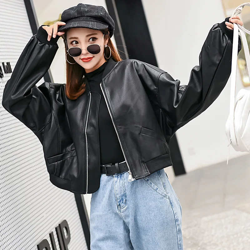 

According to Nalini 2018 Autumn & Winter New Style Leather Coat Women's Korean-style Loose And Plus-sized xi shui pi Short Bat S