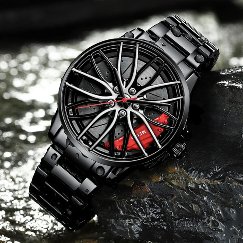 Mens Luxury Watches Sports Car Watches 3D Sport Rim Hub Wheel Wristwatch Car Quartz Men's Watches Creative Relogio Masculino