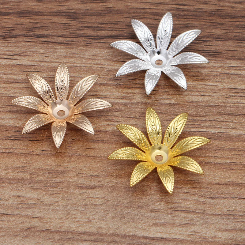 

20pcs 28mm Retro Flower Bead Caps Needlework Silver Gold Spacer Bead End Caps Findings For Diy Making Beading Jewelry Accessory
