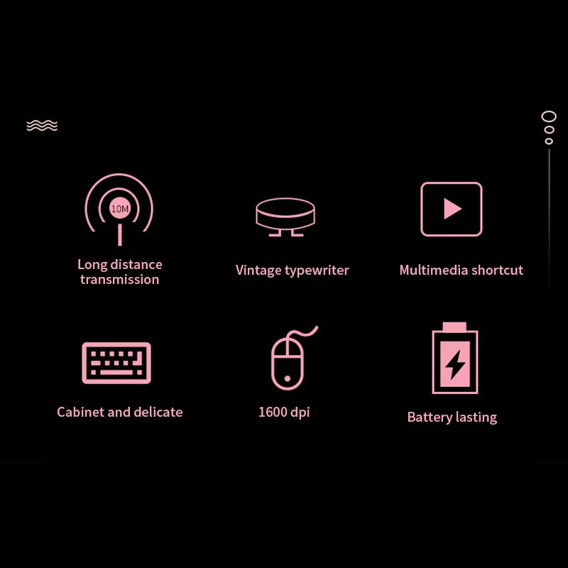 Розовая Беспроводная Bluetooth клавиатура мышка комплект стимпанк 2,4G беспроводная мышь 1600 dpi положение Ретро красочная 84 круглая клавиатура