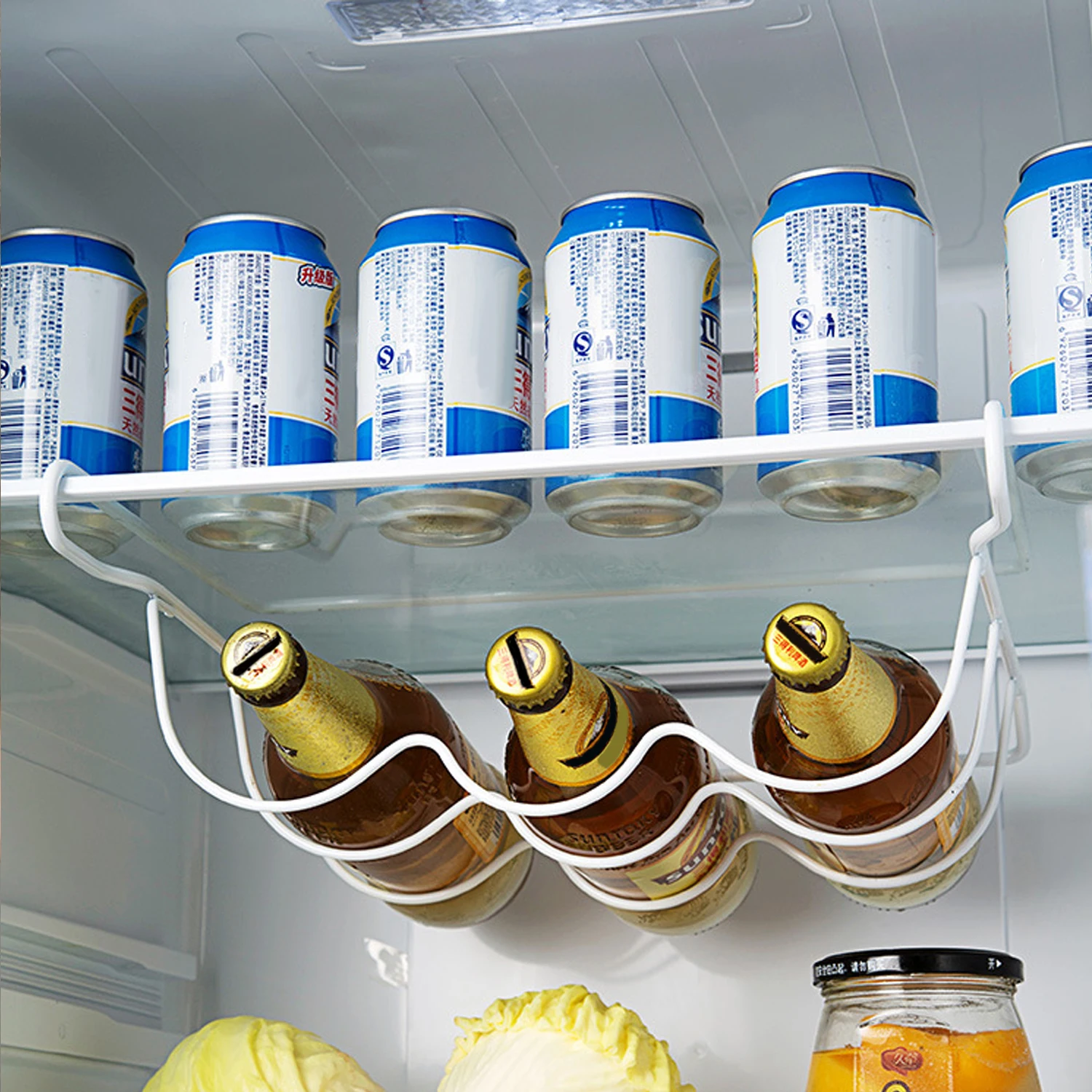 

Behogar Refrigerator Rack Shelf Fridge Cans Beer Wine Bottle Holder Rack for Home Bar Kitchen Storage Fridge Organizer Shelves