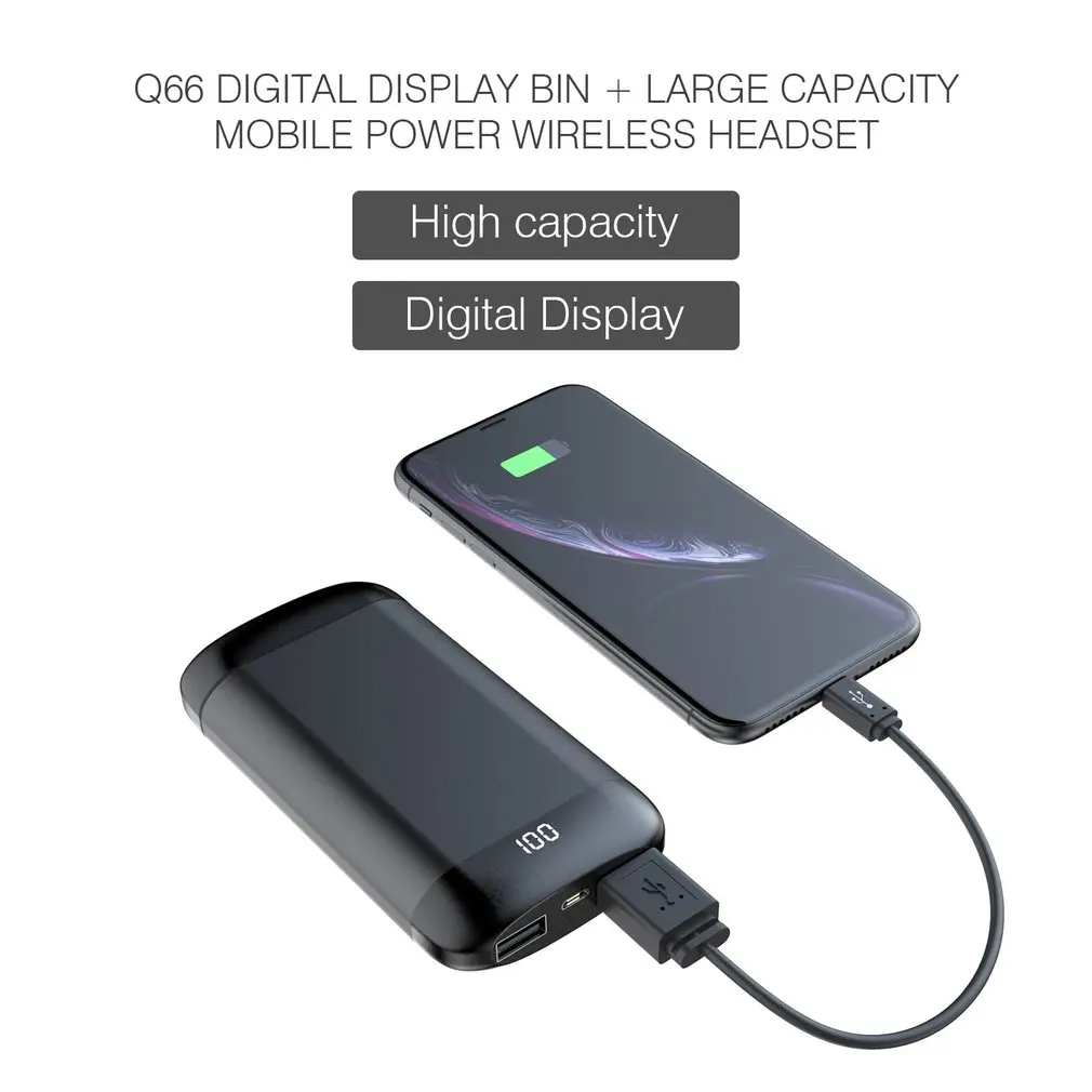 

Digital Display Large Capacity Power Bank With Wireless earphone Multi-Function Wireless earphone With Power Bank Function