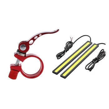

1x Bike Bicycle Quick Release Seat Post Seatpost Clamp Aluminium Alloy Red 31.8mm & 2 x Waterproof Super Bright Car DRL Fog Driv