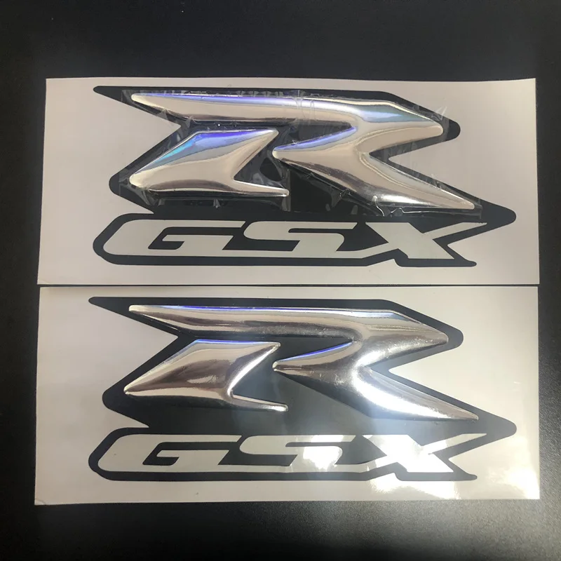 Комплект из 2 предметов, с черными эмблемами, 3D Fender бак подписать аппликацию Стикеры для Suzuki GSXR 600 750 1000 K1/2/3/4/5/6/7/8/9 мотоцикл/крейсера/Измельчитель - Цвет: Серебристый