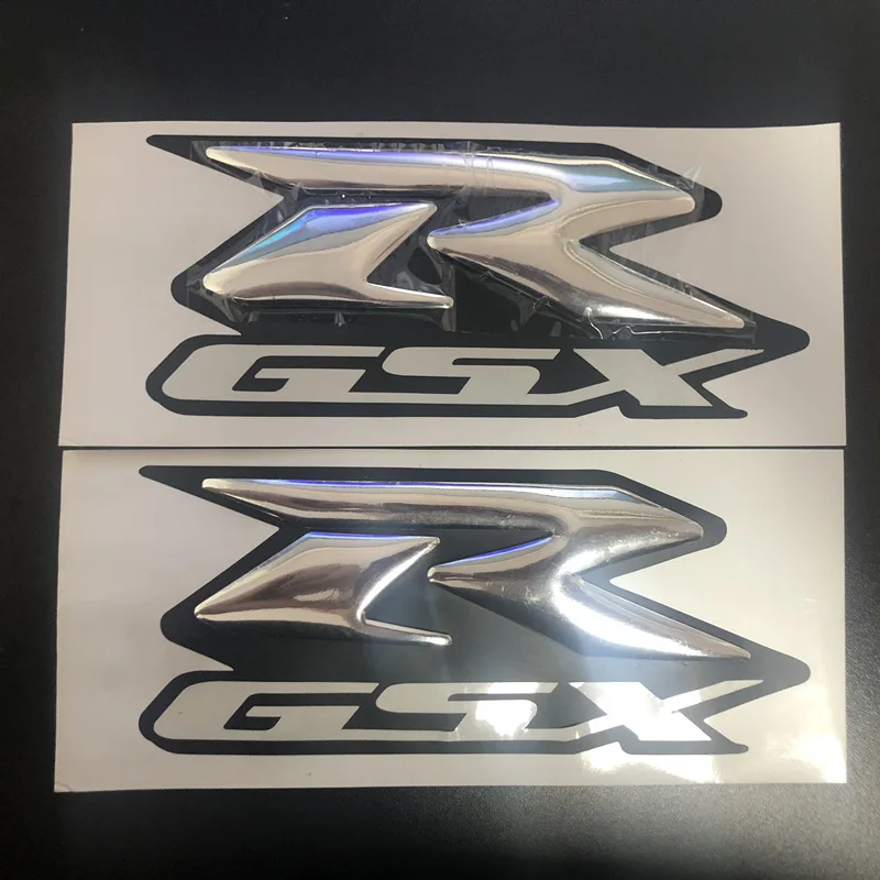 Серебристый 2 предмета в комплекте, красный эмблема 3D Fender бак подписать аппликацию Стикеры для Suzuki GSXR 600 750 1000 K1/2/3/4/5/6/7/8/9 мотоцикл/крейсера/Измельчитель - Цвет: Серебристый
