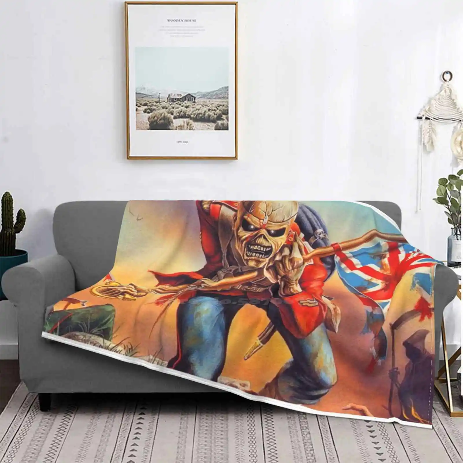 Battle Ready Eddie Creative Design Confortevole Coperta Di Flanella Trooper Skull Heavy Metal Battle British Gran Bretagna And Roll Music