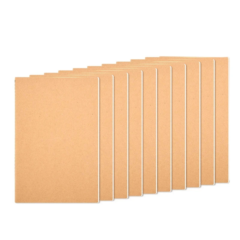 

10 Pcs Notebook Journals for Travelers Kraft Brown Cover Notepad, A5 Size Paper (21.5x14.5Cm), 30 Sheets/60 Blank