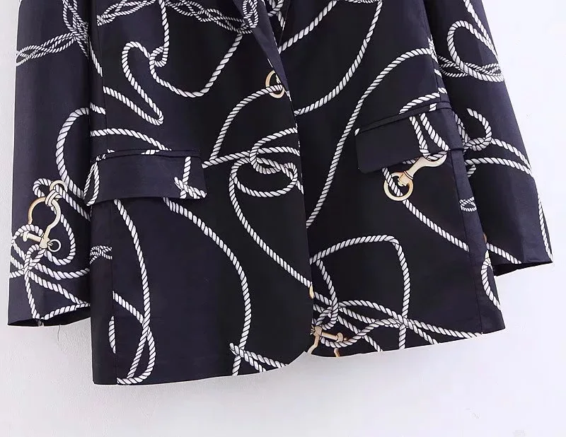 

Ei86 Chain-Accent Printed Casual Suit Jacket
