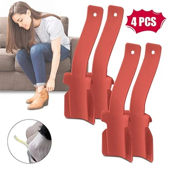 

1/2/4PCS Lazy Shoe Helper Unisex Handled Shoe Horn Easy on & Off Shoe Lifting Wear Shoe Helper Lifters