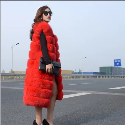 Colete Feminino 6XL офисный женский зимний пушистый волнистый длинный Лисий женский меховой жилет роскошный меховой жилет плюс размер V701