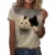 Women's 3D Flower Print short sleeve T-shirt, niche design casual round neck shirt, animal design clothing, new in 2021 couple t shirt Tees