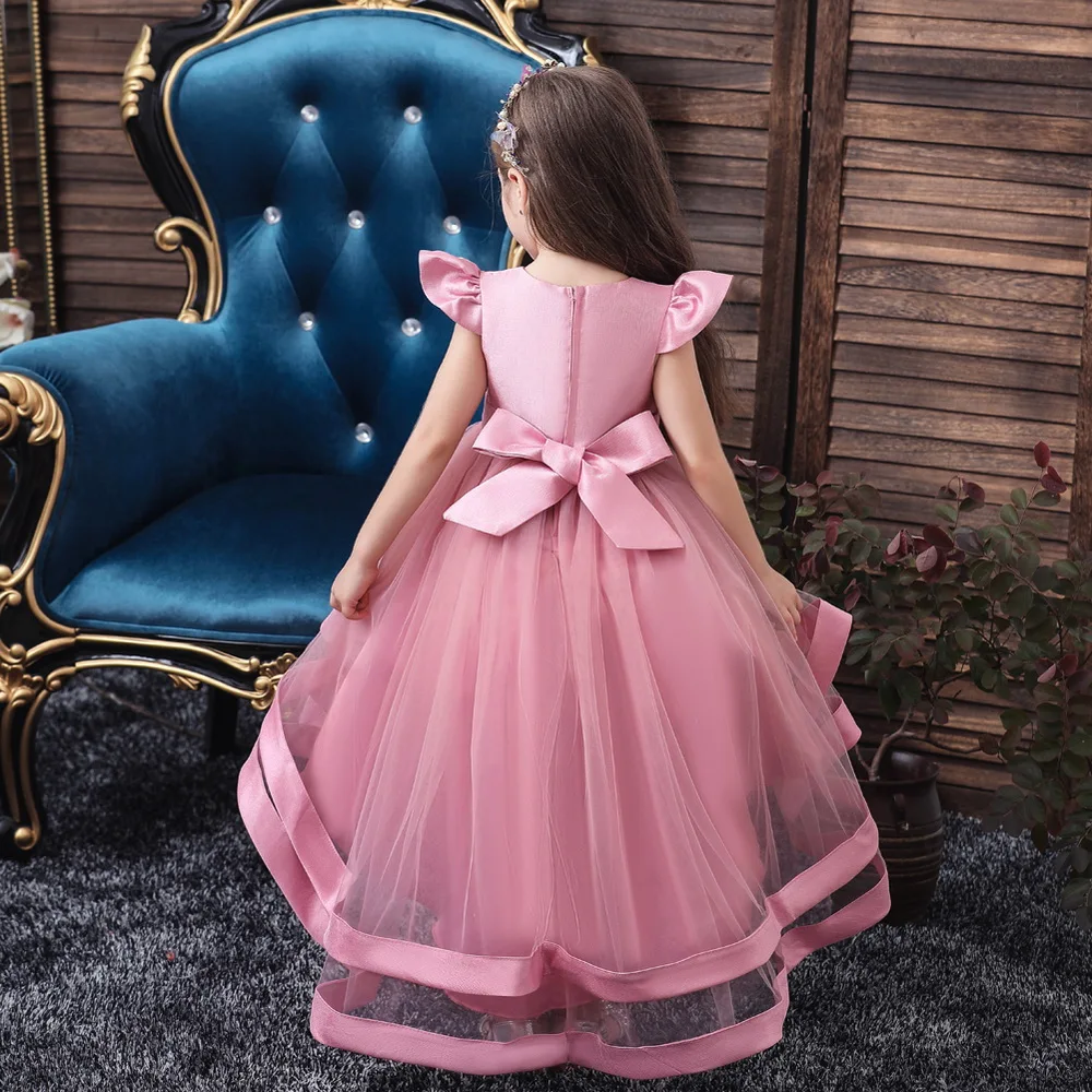Кружевное платье для девочек платье принцессы без рукавов; Летние свадебные Костюм на день рождения повседневные Детские платья для девочек D20