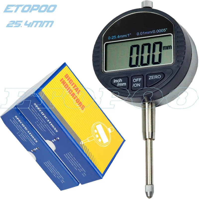Etopoo натуральный продукт с цифрами цифровой дисплей Gage/Dial Gauge 0,001/0,01 мм 0-12,7/25,4