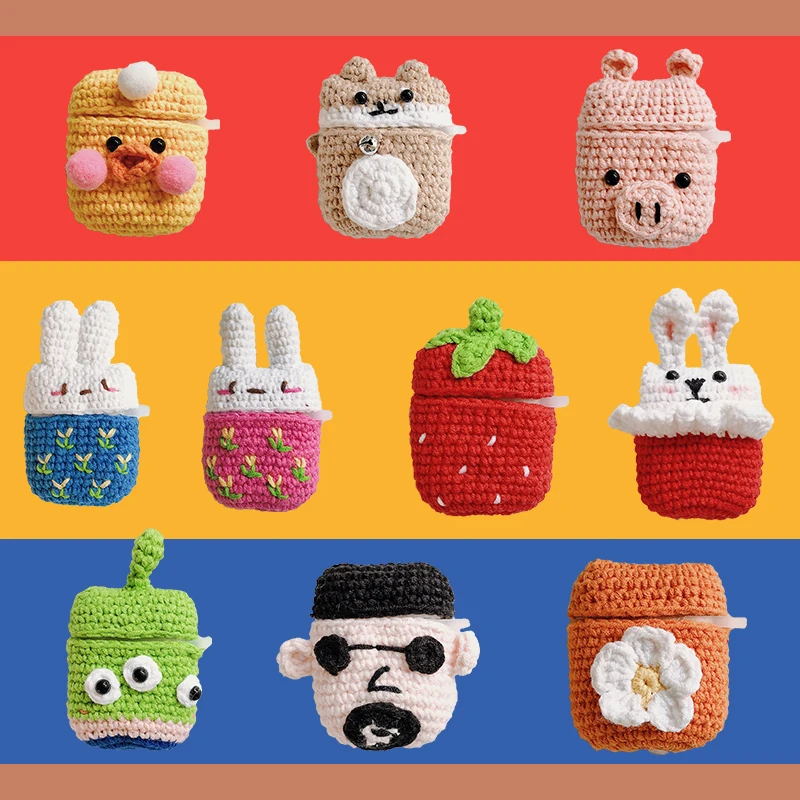 Милый 3D чехол для наушников для Apple Airpods, вязаный чехол, аксессуары, беспроводной bluetooth чехол для наушников