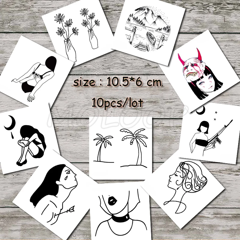 21 Tattoo sticker fake tatoo coconut tree flower sexy girl tatto temporary water transfer stickers for man woman sell in lot - Цвет: 21