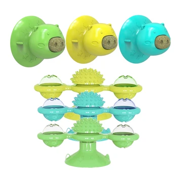 

Pet Toys with Suction Cup Washable Portable Windmill Scratch Toy and Cat Lick Mint Toys Set for Cats