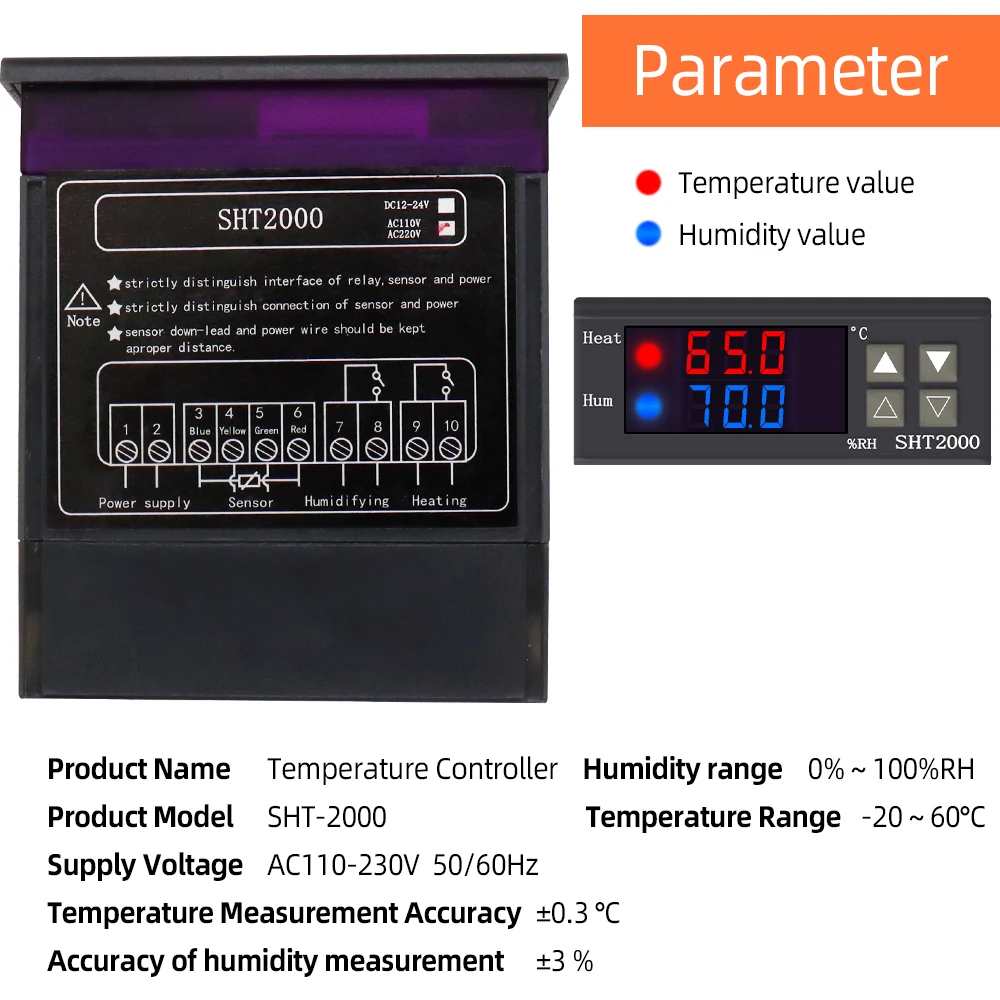 Thermometer Hygrometer SHT2000 Digital Humidity Controller ccelerating germination seedling heat mat home brewing electric radiator 