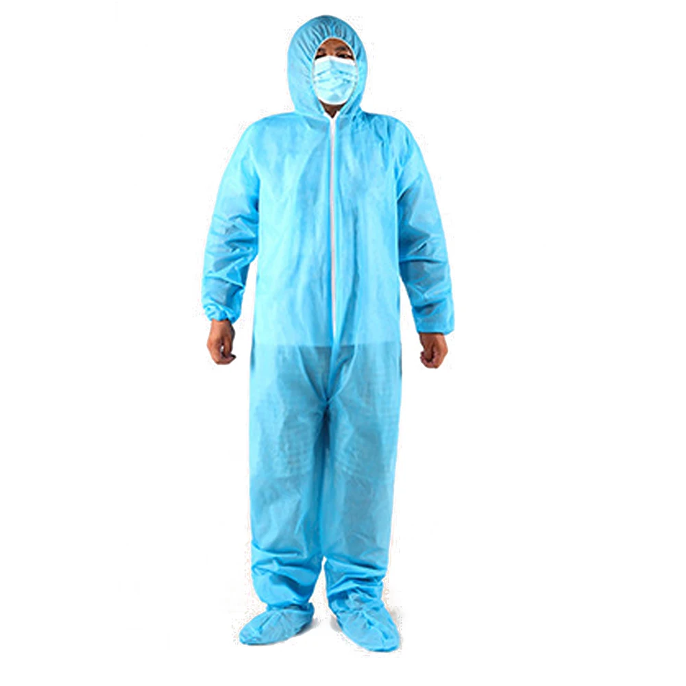 

Unisex PP/SMS Medical Disposable Protective Suit Hooded Coverall Painting Spraying Safety Clothing With Foot cover