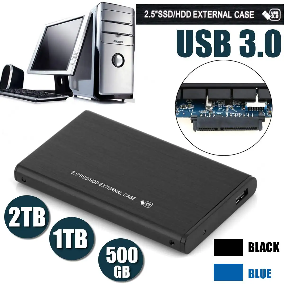 

500G/1TB/2TB 2.5'' External Hard Drive USB 3.0 Colorful Metal HDD Portable External HD Hard Disk for Desktop Laptop