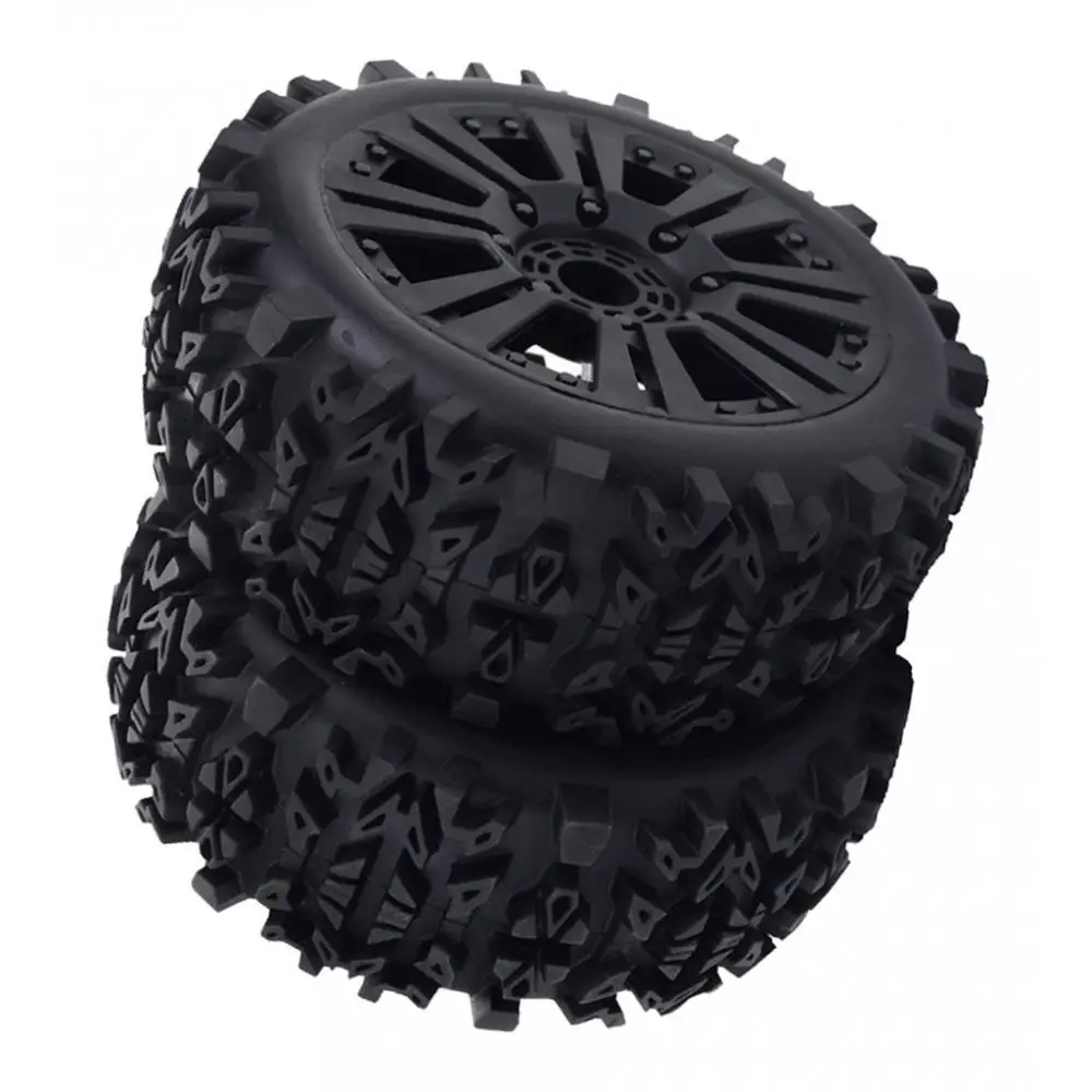 2pcs RC Crawler Buggy Car Wheel Rubber Tires - RC Spare Parts for 1/8 Monster Truck Truggy Model Cars, 120mm Dia. 18mm Hex