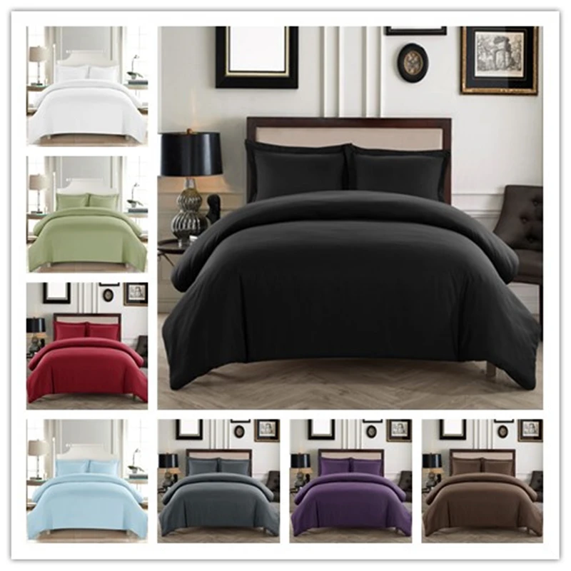 Denisroom Black Set Bed Double Duvet Cover Set King Bedding Set no sheetAD19#