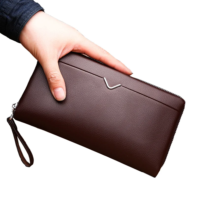

Long Wallet Men's Wallet Large Capacity Zipper Clutch Bag Small Handbag Pu Soft Leather Mobile Phone Bag Tide Card Package