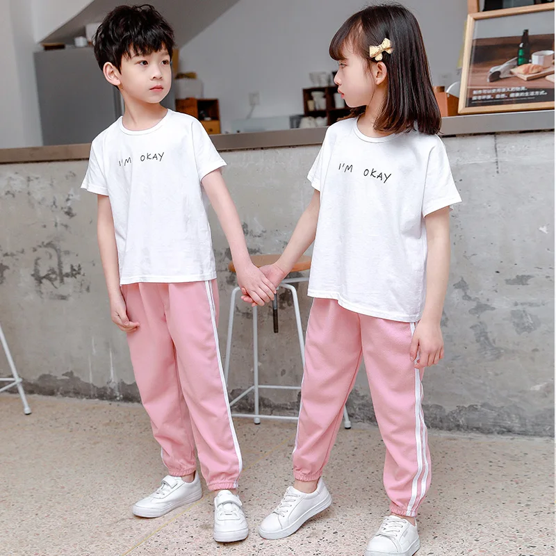 Toddler Kids Pants Summer Candy Color Harem Pants Boys Cotton Soft Trousers Drawstring Side Stripe Baby Boys DS19