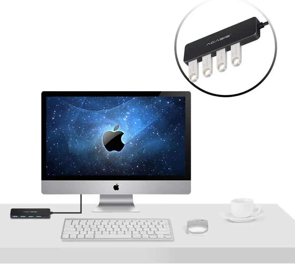 Концентратор USB 3 0 4 порта s 2 Внешний сплиттер с портом Micro зарядка для iMac ноутбука