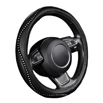 

1 pcs 38cm high quality latex car diamond rhinestone water steering wheel set steering wheel cover interior auto parts