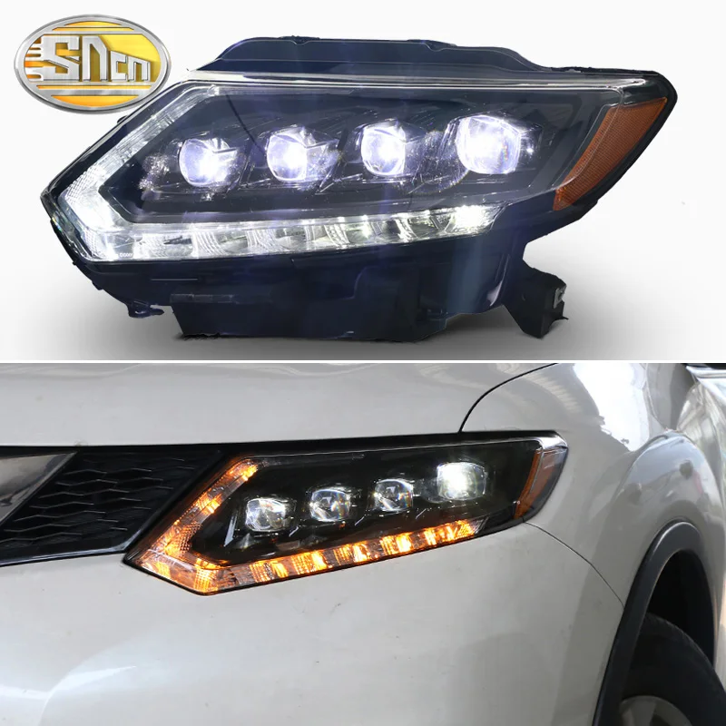 SNCN Car Styling LED Headlight Assembly For Nissan X-trail 2014 - 2016 Sequential Turn Signal Lamp Start Blue DRL Head | Автомобили и