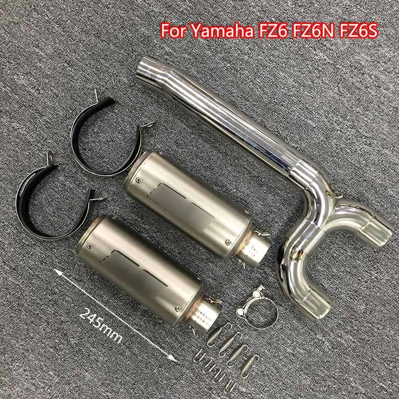 

For Yamaha FZ6N FZ6S FZ6 Motorcycle Exhaust Muffler Pipe Right And Left Full Exhaust System Mid Connect Link Pipe No DB Killer