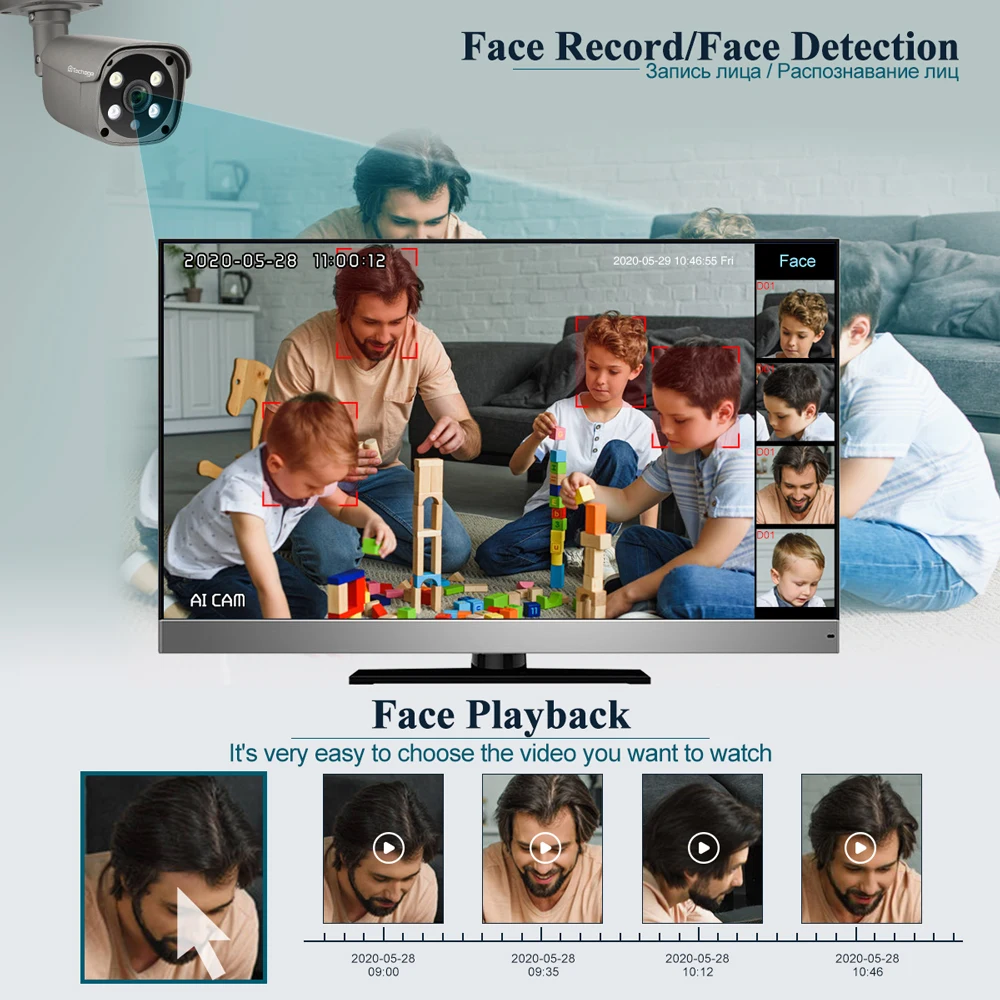 Techage Security Camera System 8CH 5MP HD POE NVR Kit CCTV Two Way Audio AI Face Detect Outdoor Video Surveillance IP Camera Set