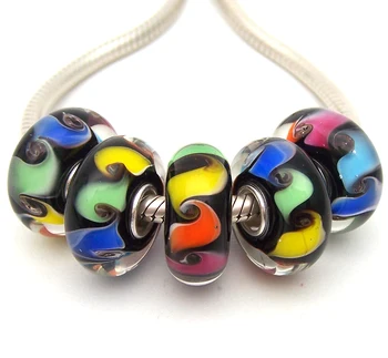 

JGWGT 1325 5X 100% Authenticity S925 Sterling Silver Beads Murano Glass beads Fit European Charms Bracelet diy jewelry Lampwork