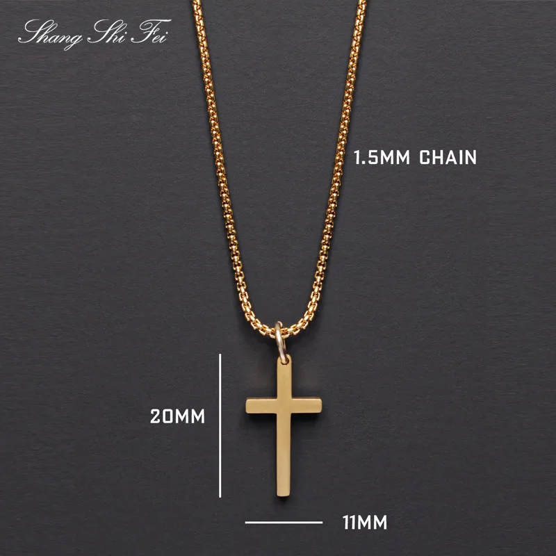 Gold Cross Pendant Necklace For Men 