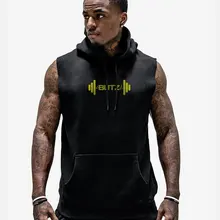 Спортивный жилет с капюшоном для мужчин, повседневный жилет для фитнеса, тренировочный костюм без рукавов для бега, европейский и американский стиль, без рукавов, Sh