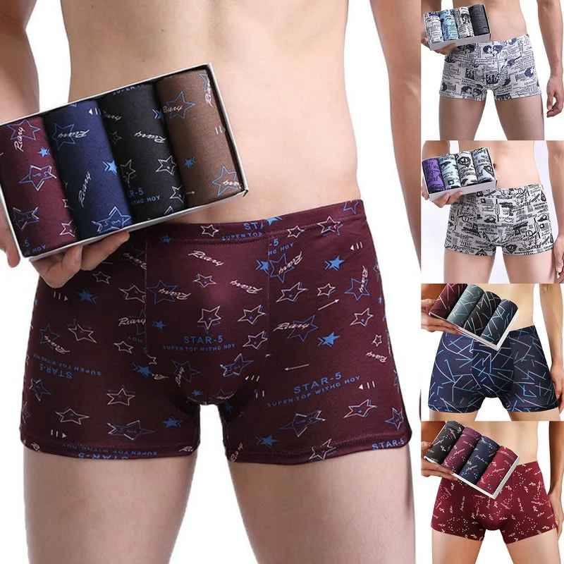 Male Panties Bamboo fiber Men's Underwear Boxers Breathable Man Trunk Boxer Print Underpants Comfortable Homme Traceless Shorts hot mens underwear