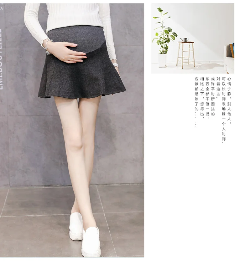 Pregnant women's skirts wear Hundreds of stomach lifts in autumn and winter. Pleated skirts during pregnancy